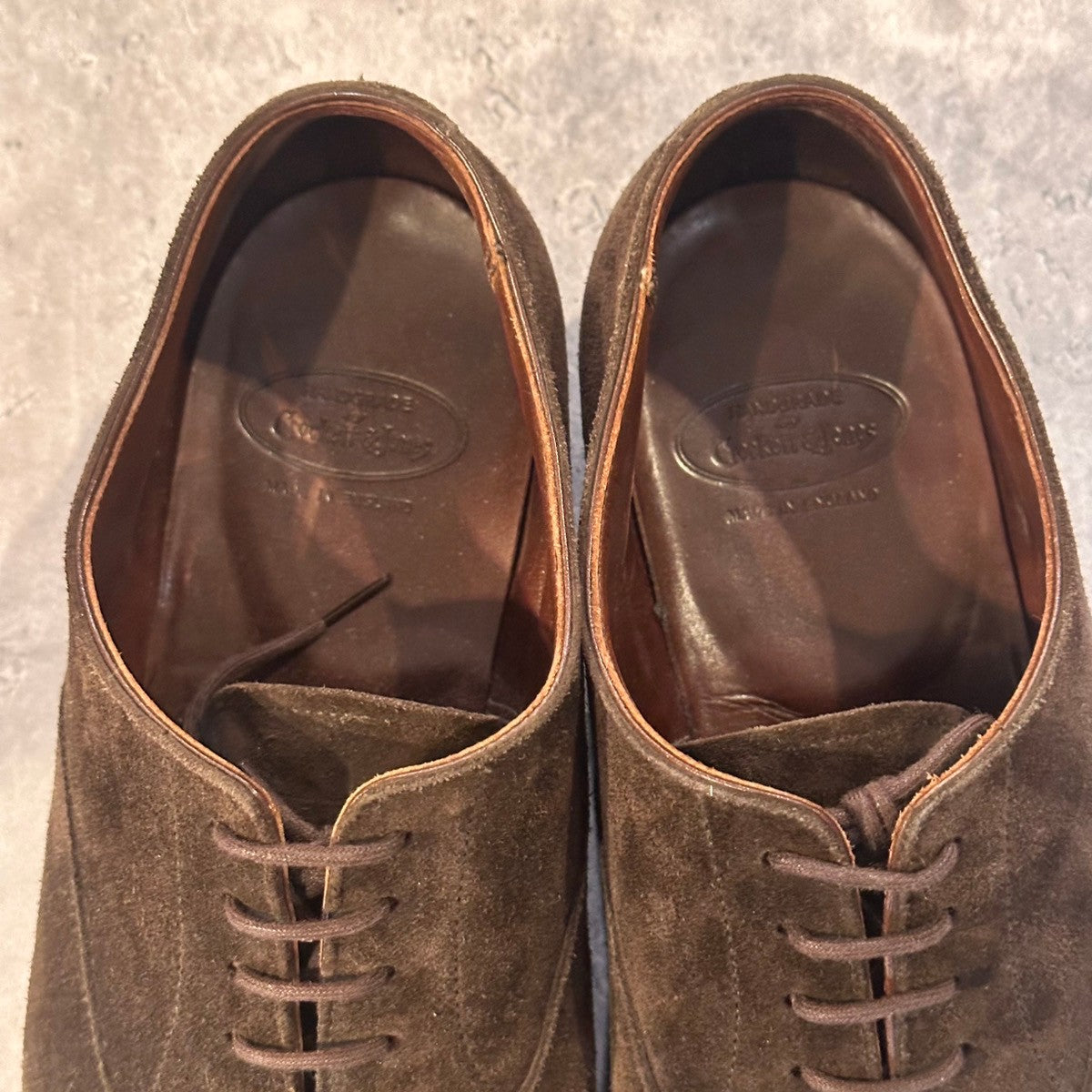 【CROCKETT&JONES】クロケット＆ジョーンズ ベルグレイプ パンチドキャップトゥ スエード ブラウン サイズUK8E