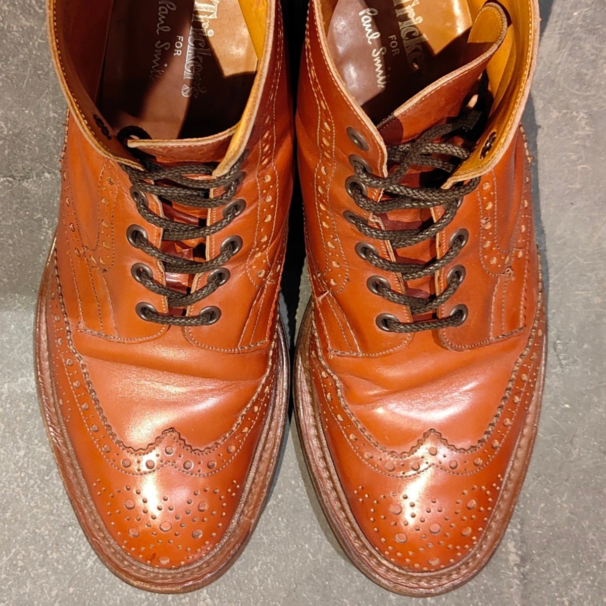 【Tricker’s】トリッカーズ ポールスミス別注 M6178 カントリーブーツ ウイングチップ カーフ マロン サイズUK9 4444ラスト