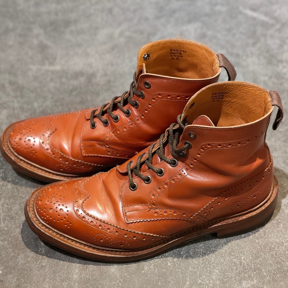 【Tricker’s】トリッカーズ ポールスミス別注 M6178 カントリーブーツ ウイングチップ カーフ マロン サイズUK9 4444ラスト