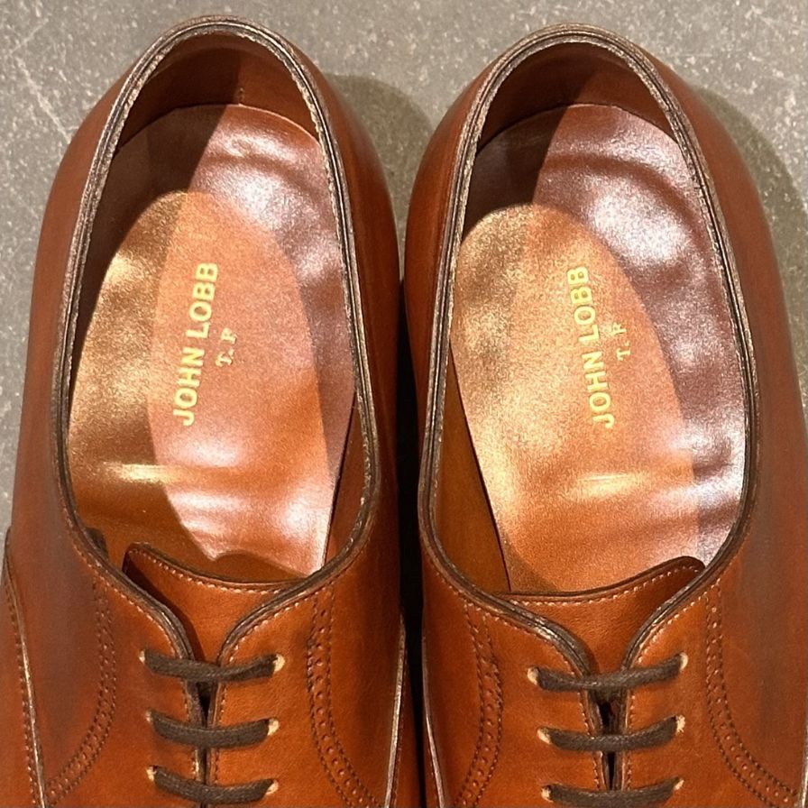【JOHN LOBB】ジョンロブ レザーシューズ フィリップ2 パンチドキャップトゥ カーフ 7000ラスト ブラウン メンズ サイズUK6E Philip II