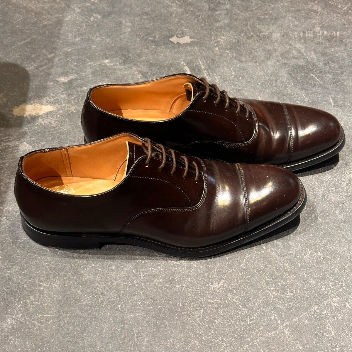 美品【Church’s】チャーチ コンサル 5都市 ストレートチップ ポリッシュドバインダーカーフ ダークブラウン サイズUK85F 173ラスト