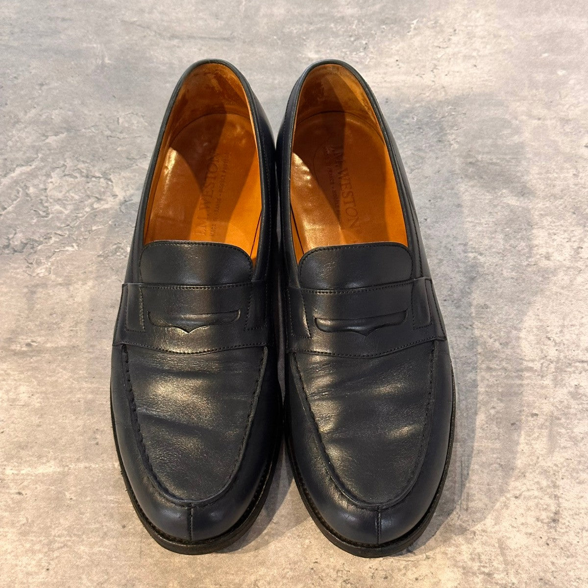 【J.M.WESTON】ジェイエムウエストン 180 シグニチャーローファー ボックスカーフ ブルー サイズUK7.5C 41ラスト