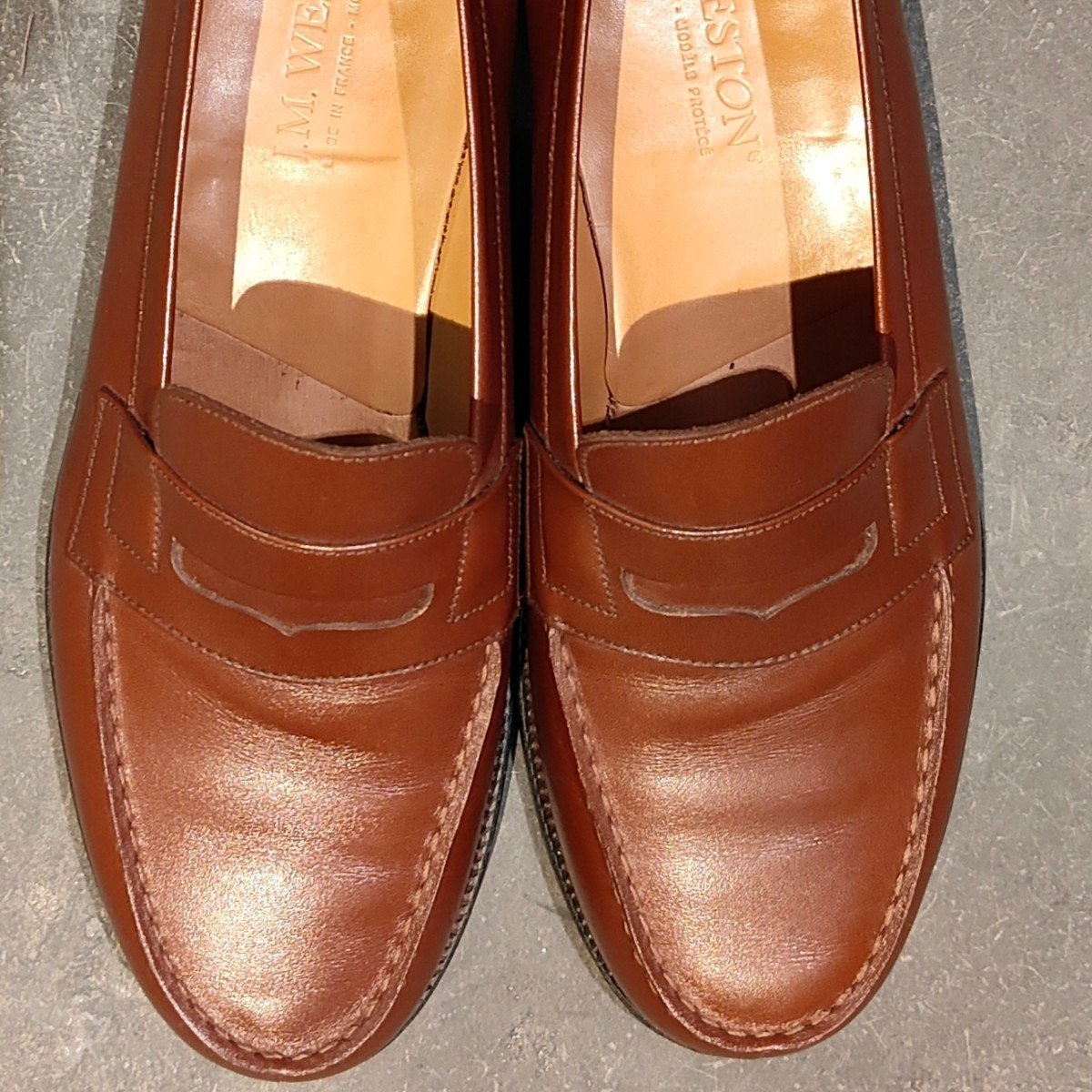 極美品 【J.M.WESTON】ジェイエムウエストン 180 シグニチャーローファー ボックスカーフ タンブラウン サイズUK6.5D 41ラスト 参考定価￥165,000-
