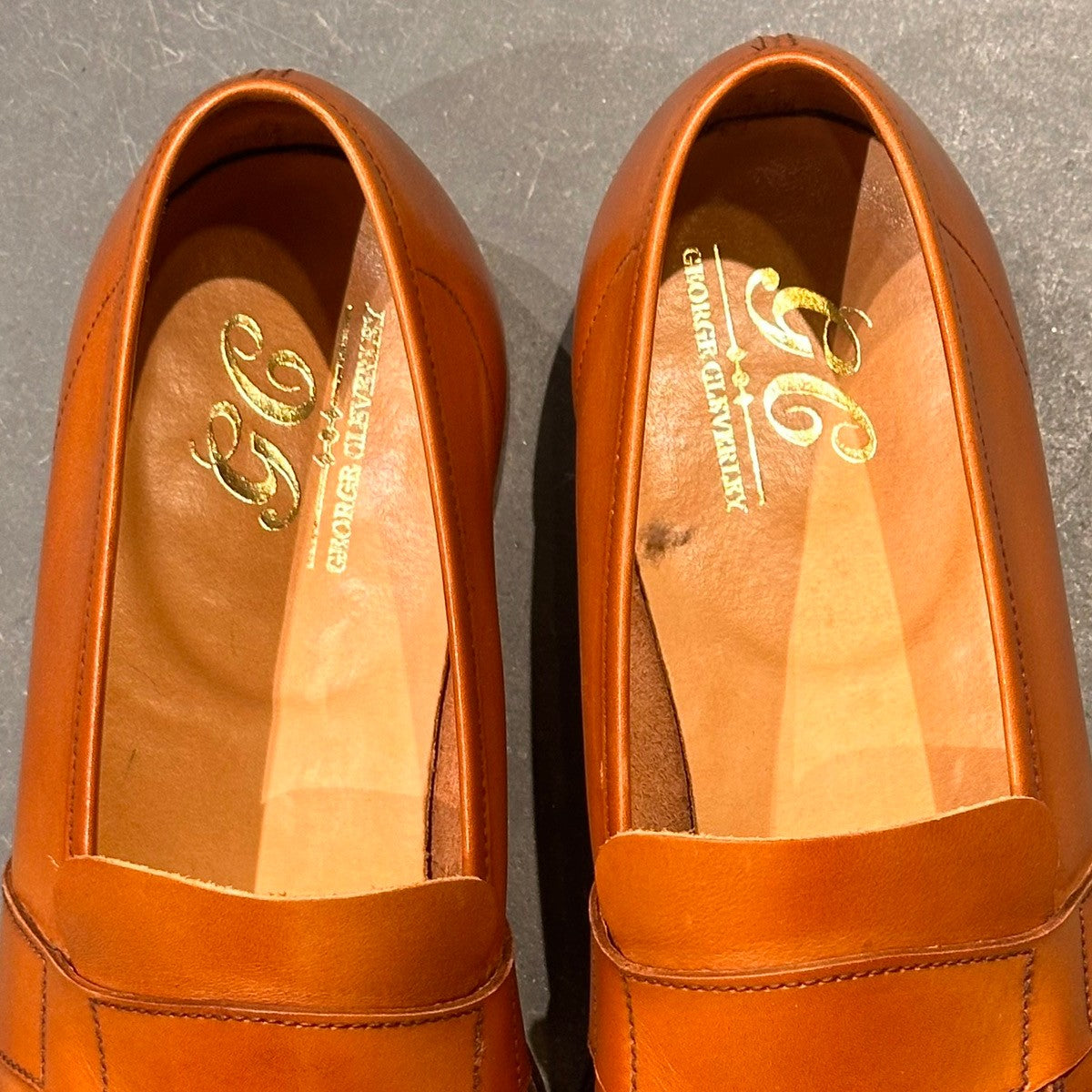 【GEORGE CLEVERLEY】ジョージクレバリー 48522 ローファー カーフ アンラインド ブラウン サイズUK5.5E