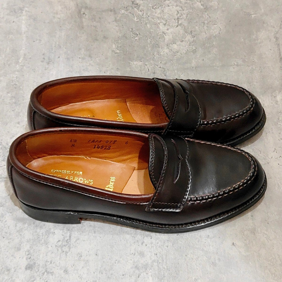 極美品【ALDEN】オールデン 14528 ペニーローファー コードバン ダークバーガンディ レディース サイズUS6.5 バンラスト想定