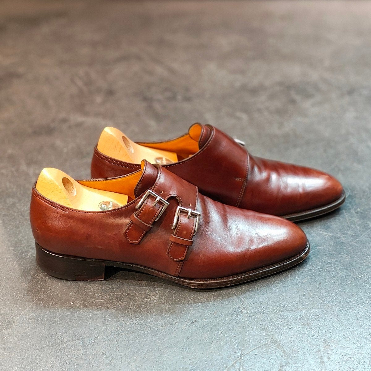 希少 【JOHN LOBB】ジョンロブ ナセビー ダブルモンクストラップ カーフ ブラウン サイズ 7E 7000ラスト