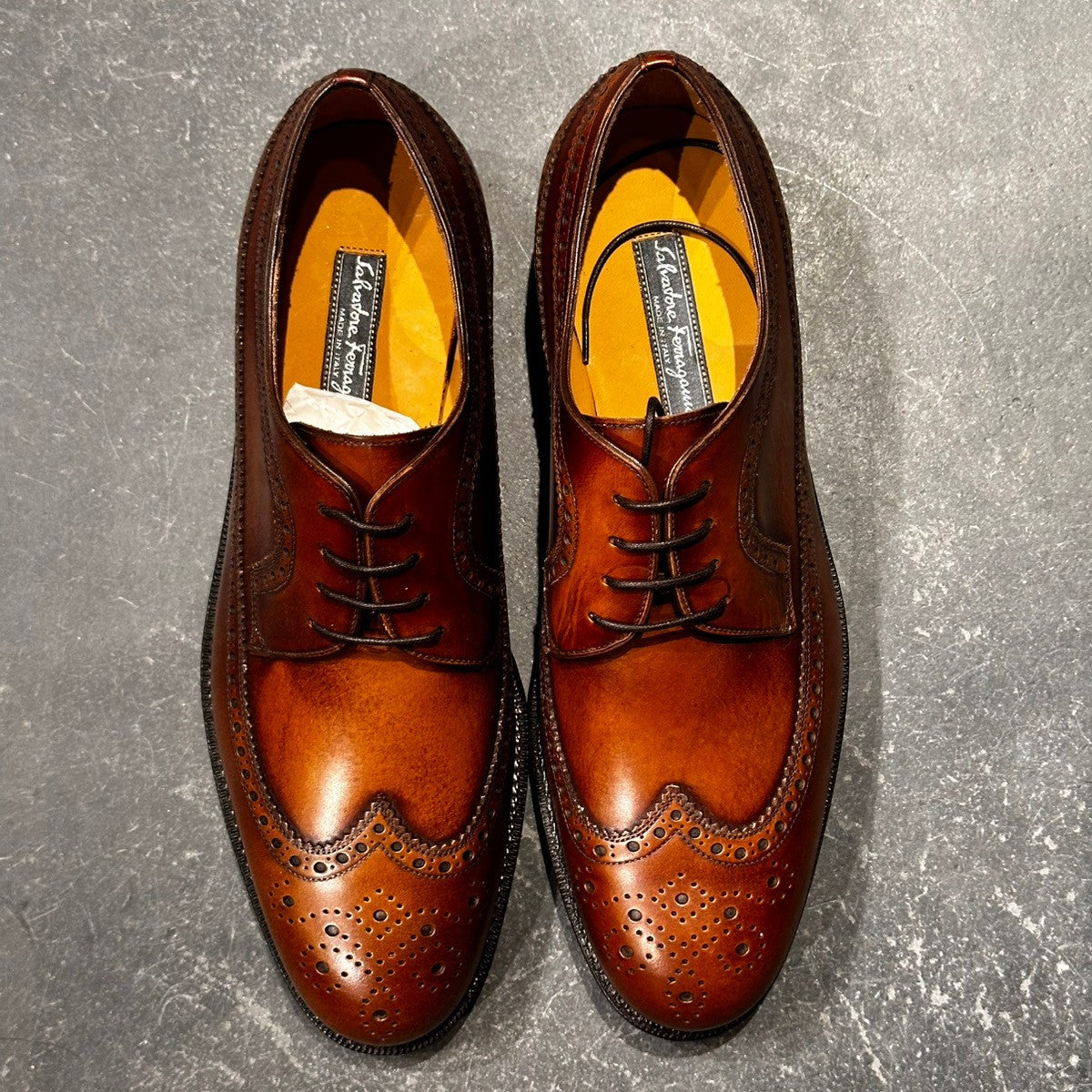 未使用品【Salvatore Ferragamo】サルヴァトーレ フェラガモ 4328 ウイングチップ カーフ ブラウン サイズUK8.5E