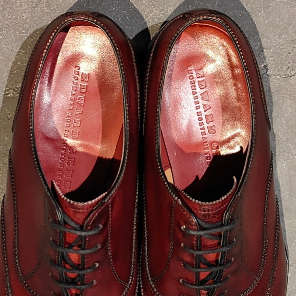 希少 美品【EDWARD GREEN】エドワードグリーン オーダー品 ビューリュー ウイングチップ カーフ バーガンディ サイズUK6E 808ラスト