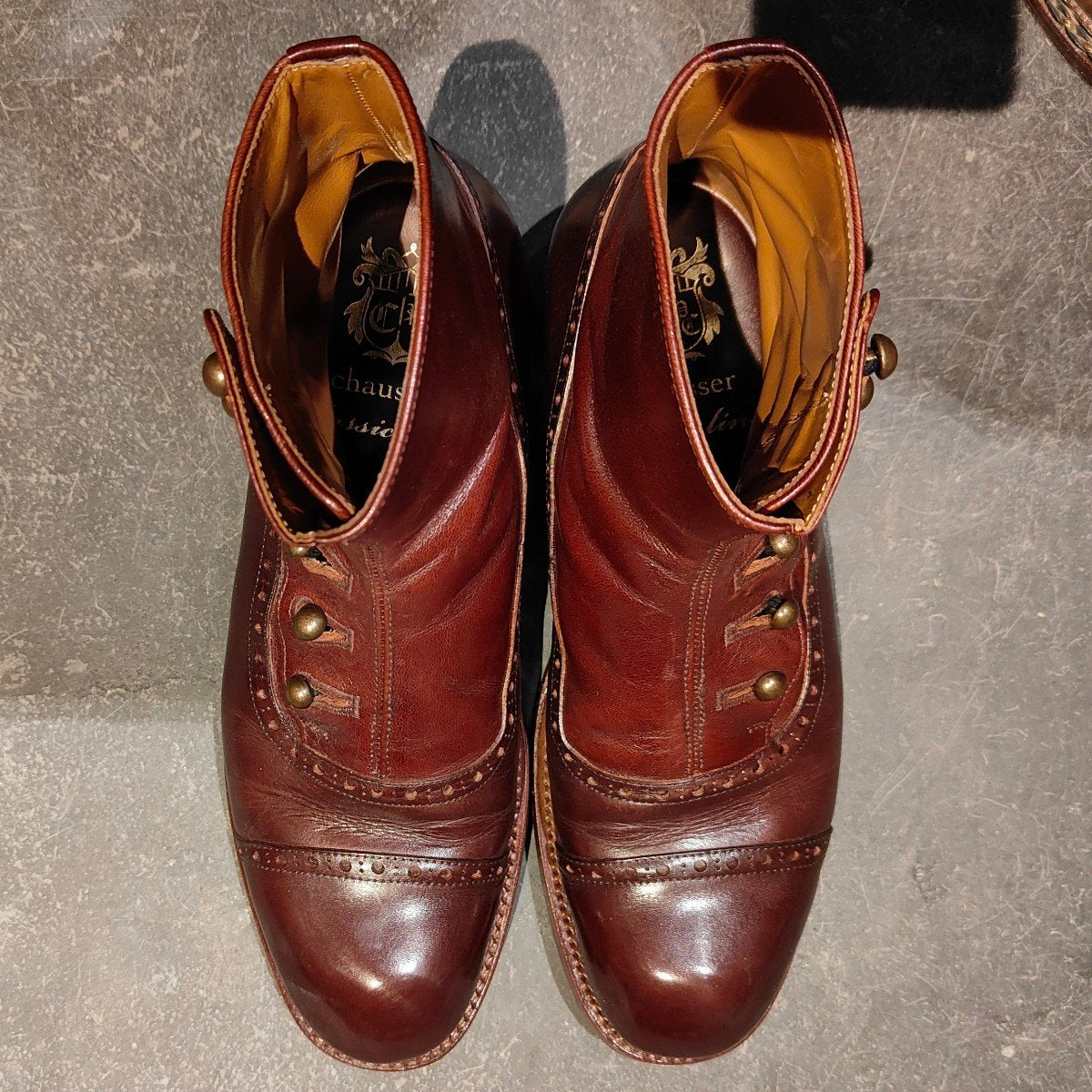 【chausser】ショセ ボタンブーツ C-7039 カーフ ブラウン サイズ25