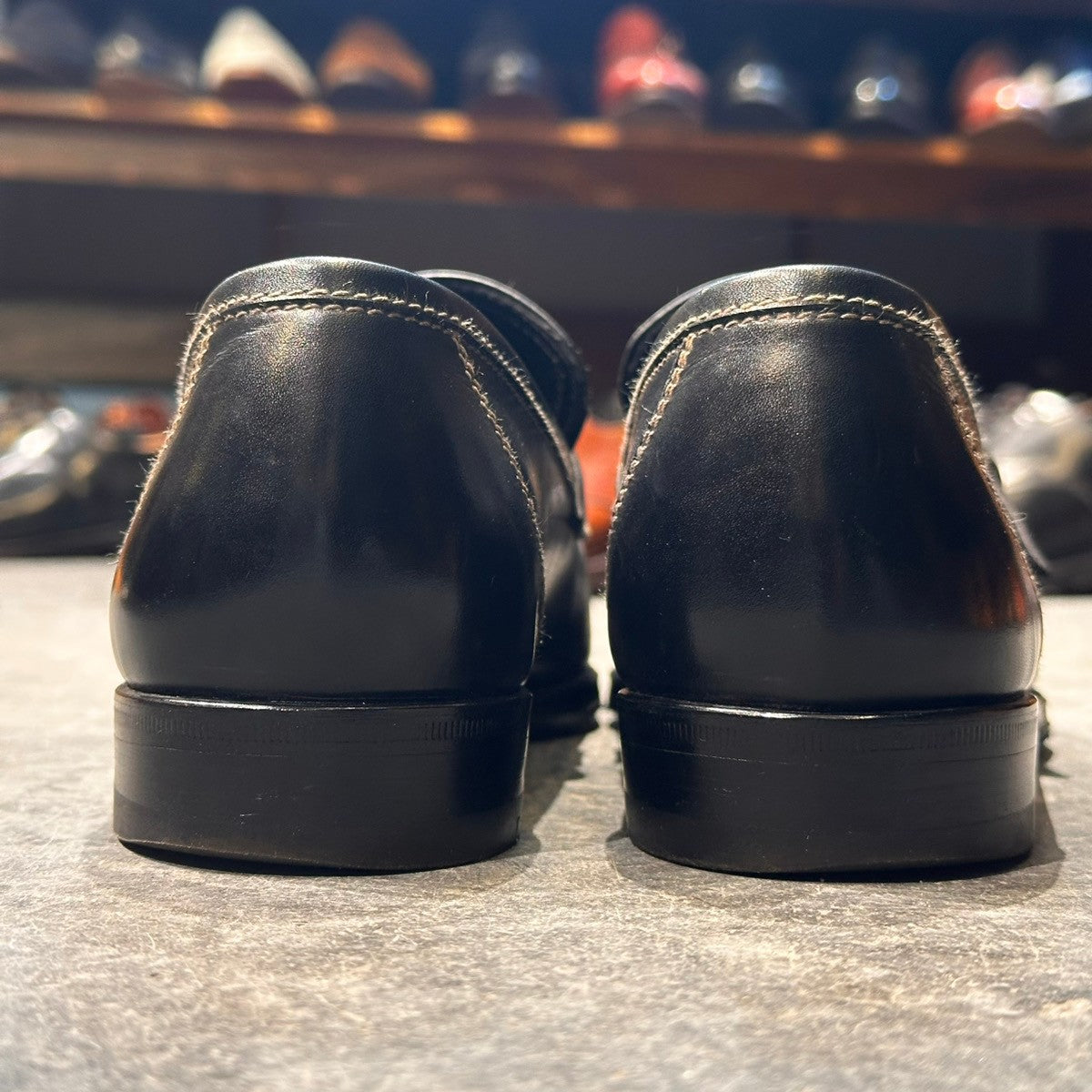 美品【TANINO CRISCI】タニノクリスチー 232311 ローファー シングルモンク ホワイトステッチ ベビーカーフ ブラック アンラインド サイズUK5.5