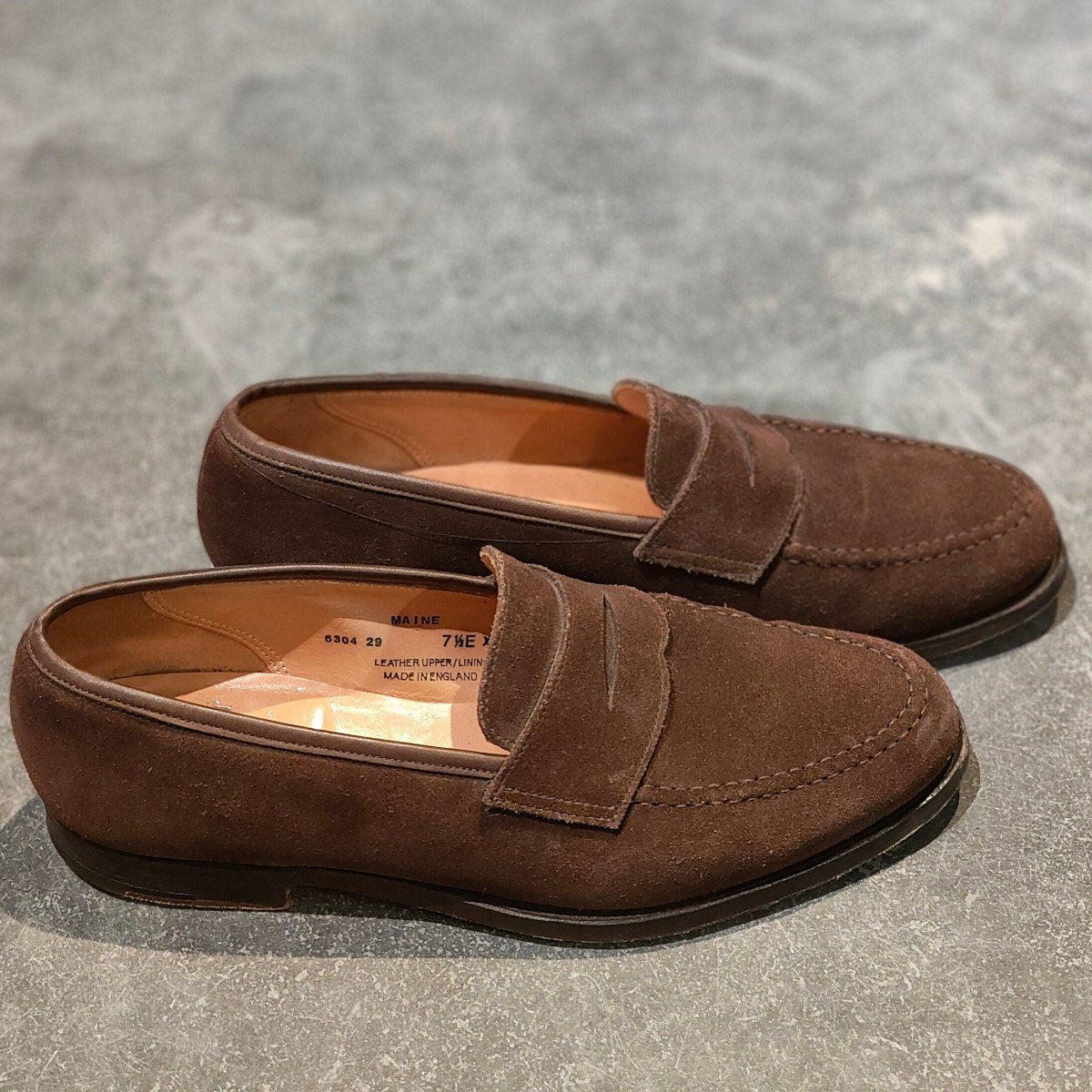 美品【Crockett&Jones】クロケット&ジョーンズ メイン ローファー スエード ブラウン サイズUK7.5E