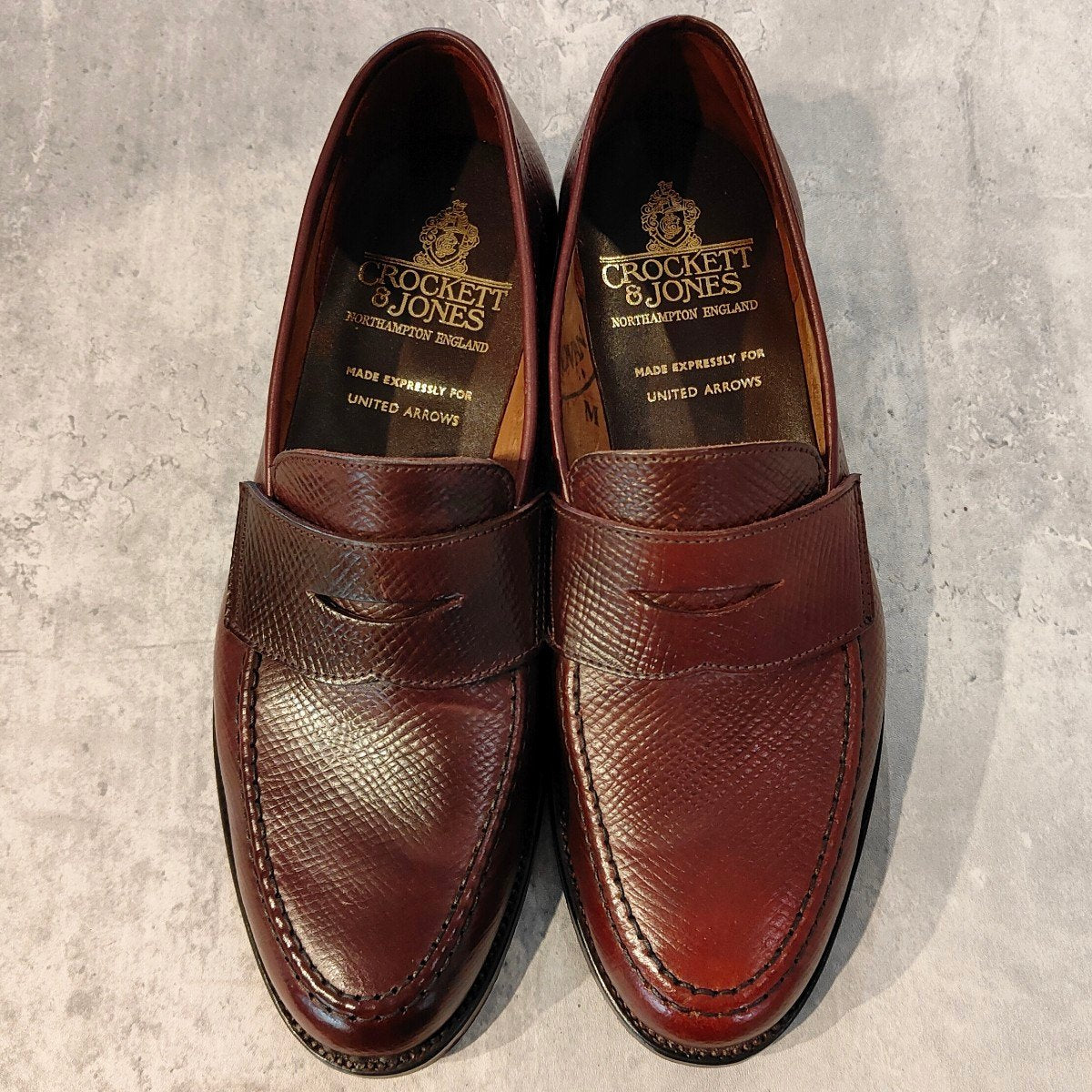 希少 試着程度【Crockett&Jones】クロケット&ジョーンズ  ハーバード2 コインローファー ハッチグレインコードバン バーガンディ サイズUK6E 376ラスト