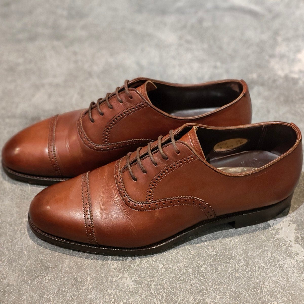 【GRENSON】グレンソン 33108 マスターピース パンチドキャップトゥ カーフ ブラウン サイズUK6.5D 91ラスト