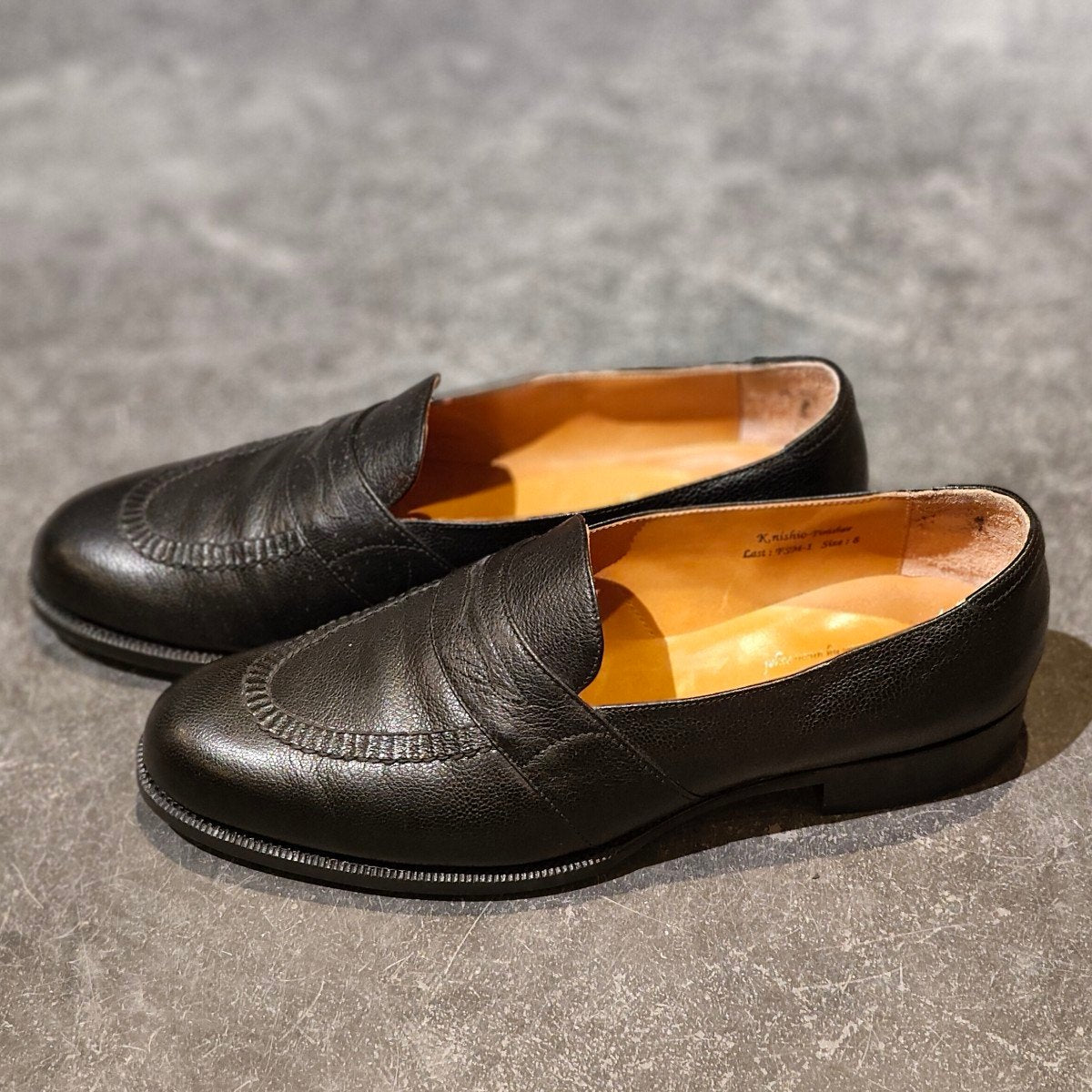 極美品【manufacturers】 マニュファクチャーズ ローファー フルサドル グレインレザーブラック サイズ UK8