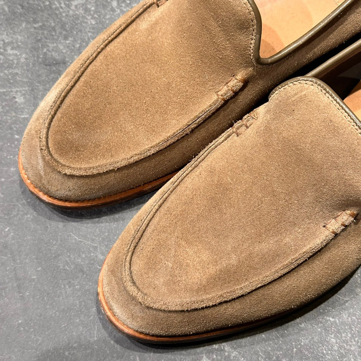 【CROCKETT&JONE】クロケット&ジョーンズ サルコム ヴァンプローファー スエード ベージュ サイズUK6.5E 348ラスト