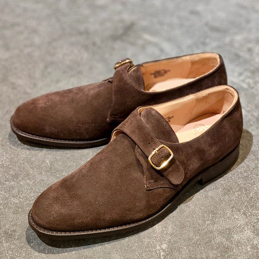 新品未使用【Church's】チャーチ ベケット シングルモンク 4都市 スエード ダークブラウン サイズUK80F 173ラスト