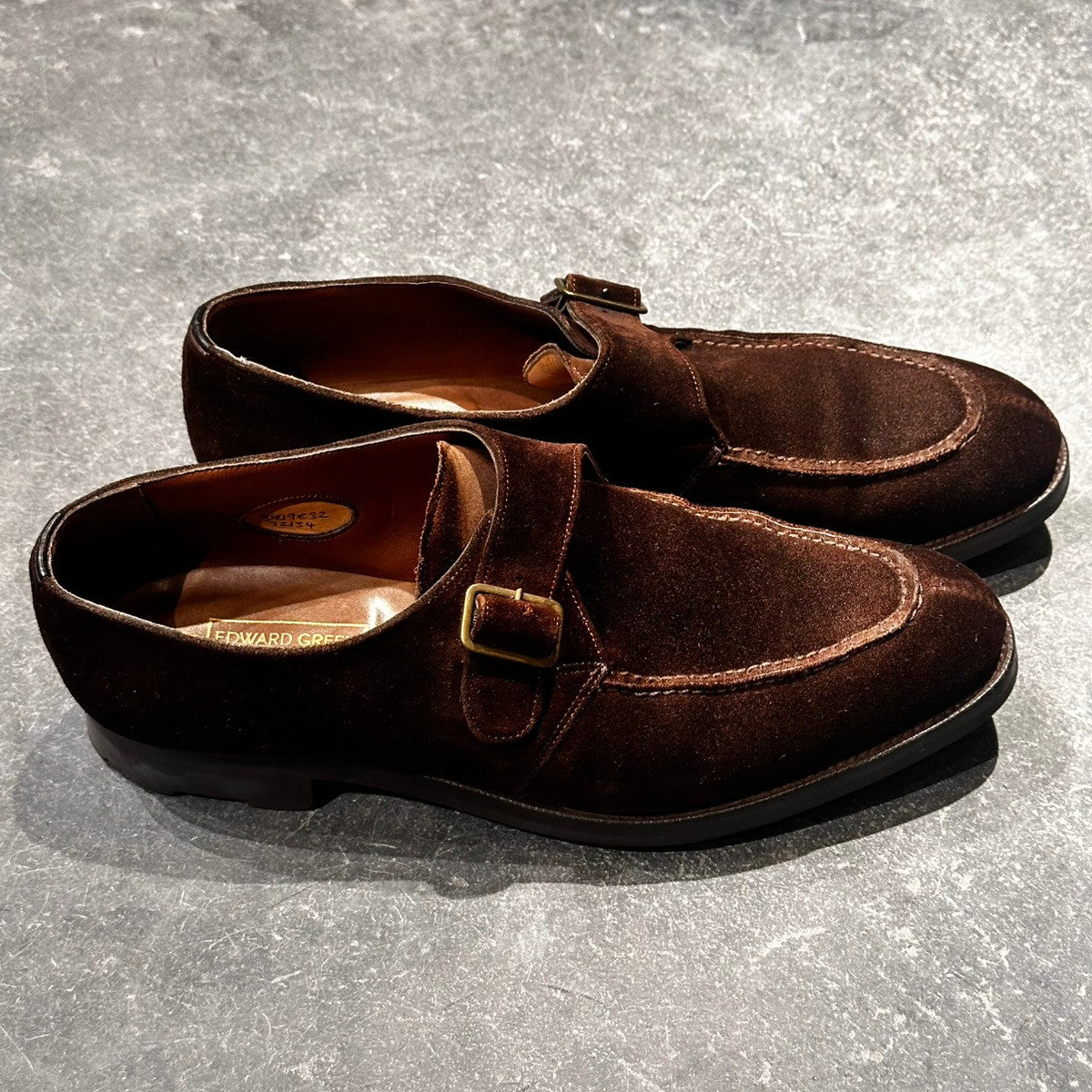 希少【EDWARD GREEN】エドワードグリーン バーニーズニューヨーク別注 シングルモンク クラップハム スエード ブラウン サイズUK8.5E 32ラスト