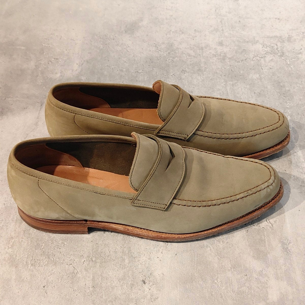 極美品【CROCKETT&JONES】クロケット＆ジョーンズ バーニーズニューヨーク別注 SELHURST アンラインド ローファー ヌバック グレー  サイズUK7E 366ラスト