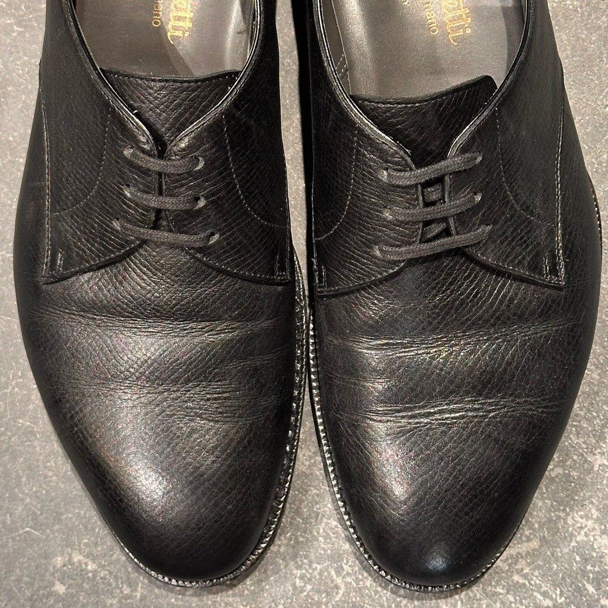 【F.LLIi Giacometti】フラテッリ ジャコメッティ FG600 プレーントゥダービー ユタカーフ ブラック サイズ39