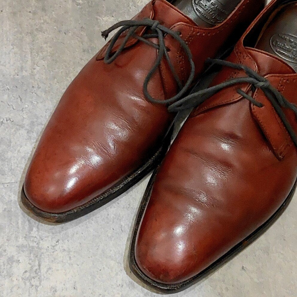 【CROCKETT&JONES】クロケット＆ジョーンズ シャドウェル プレーントゥ Ｖフロント カーフ バーガンディ サイズUK7.5D
