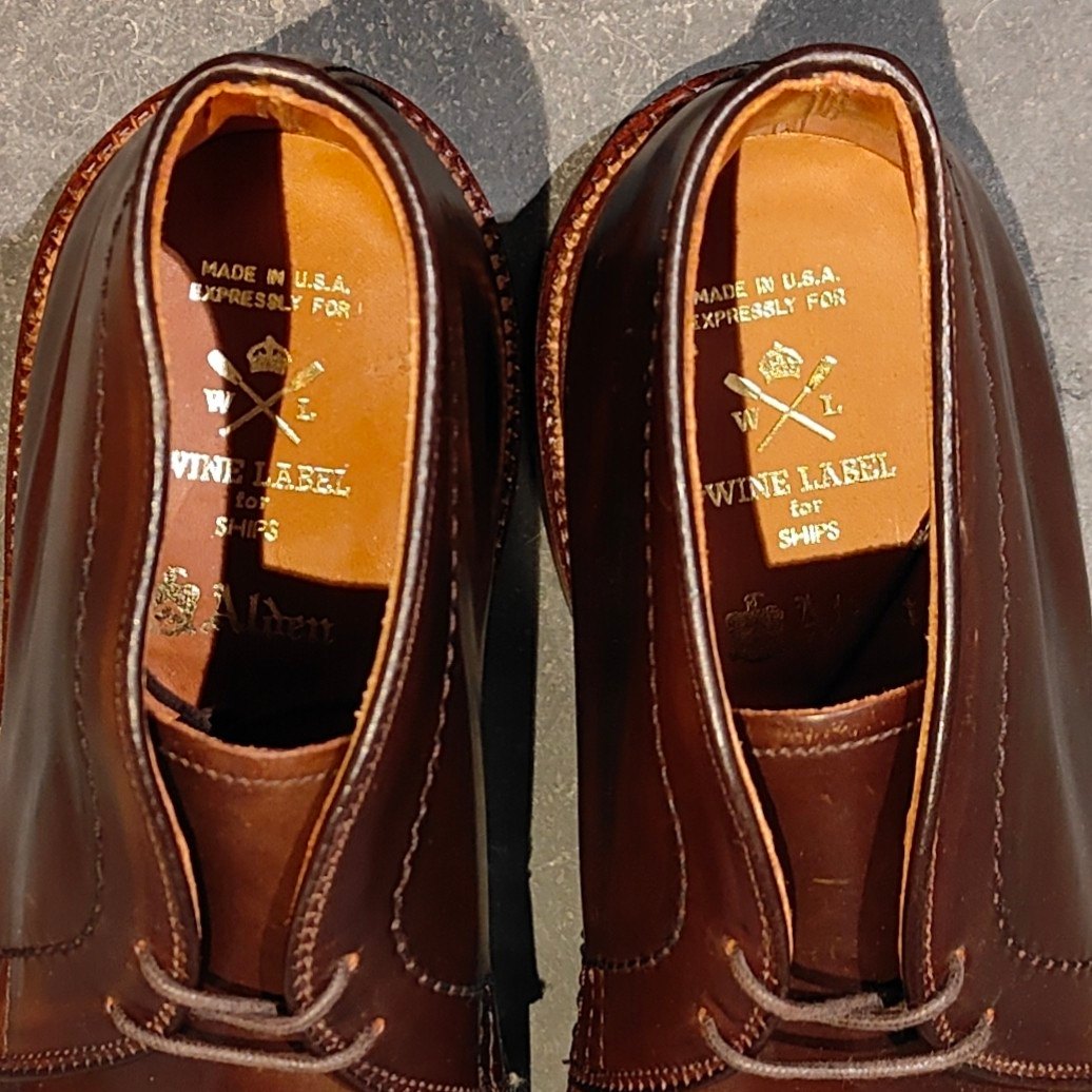 希少 試着程度【ALDEN】オールデン WINE LABEL for SHIPS別注 13132 チャッカブーツ コードバン シガー サイズ US7D バリーラスト