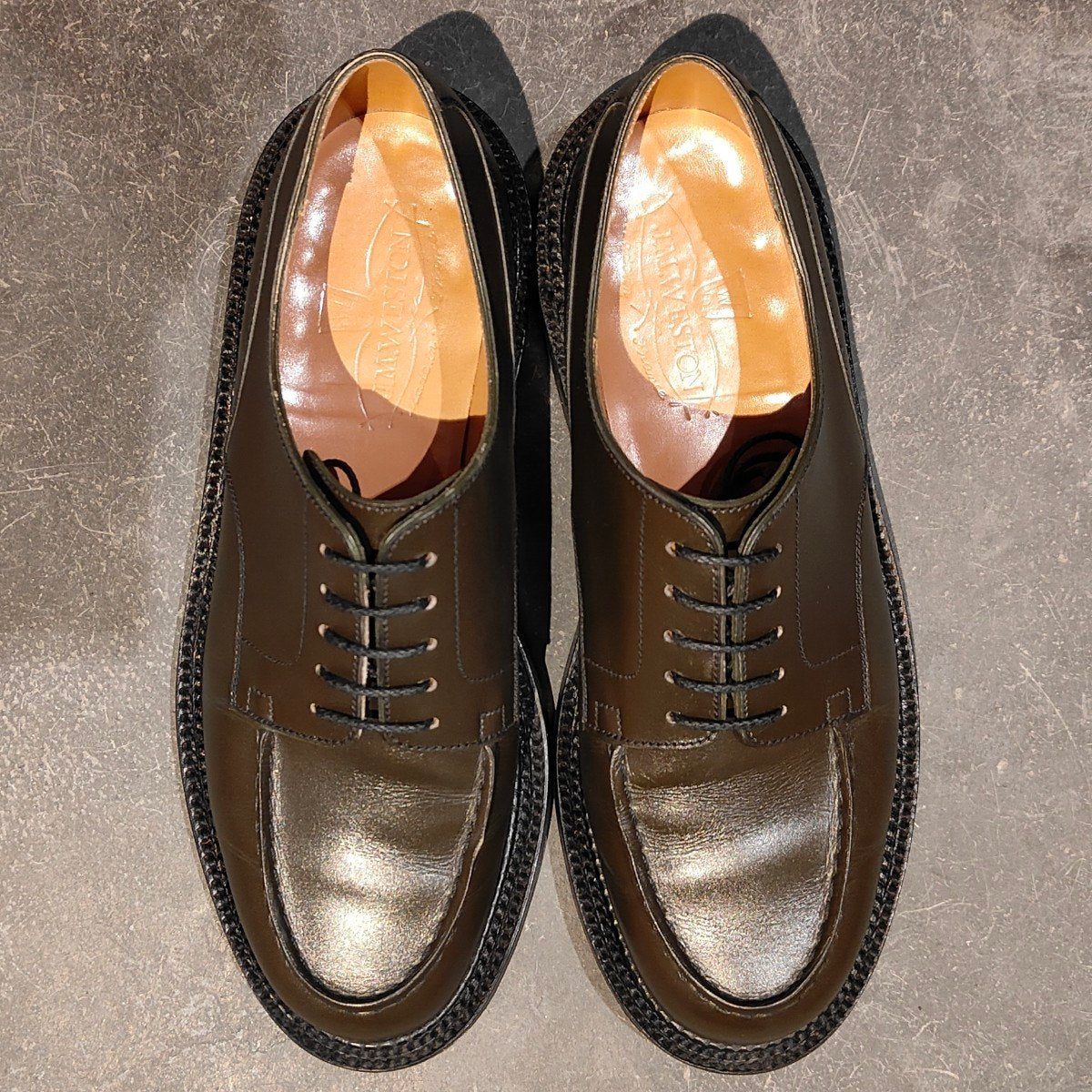 希少 極美品【J.M.WESTON】ジェイエムウエストン 641 ゴルフ トリプルソール Uチップ ボックスカーフ ハンターグリーン サイズ UK5D 31ラスト
