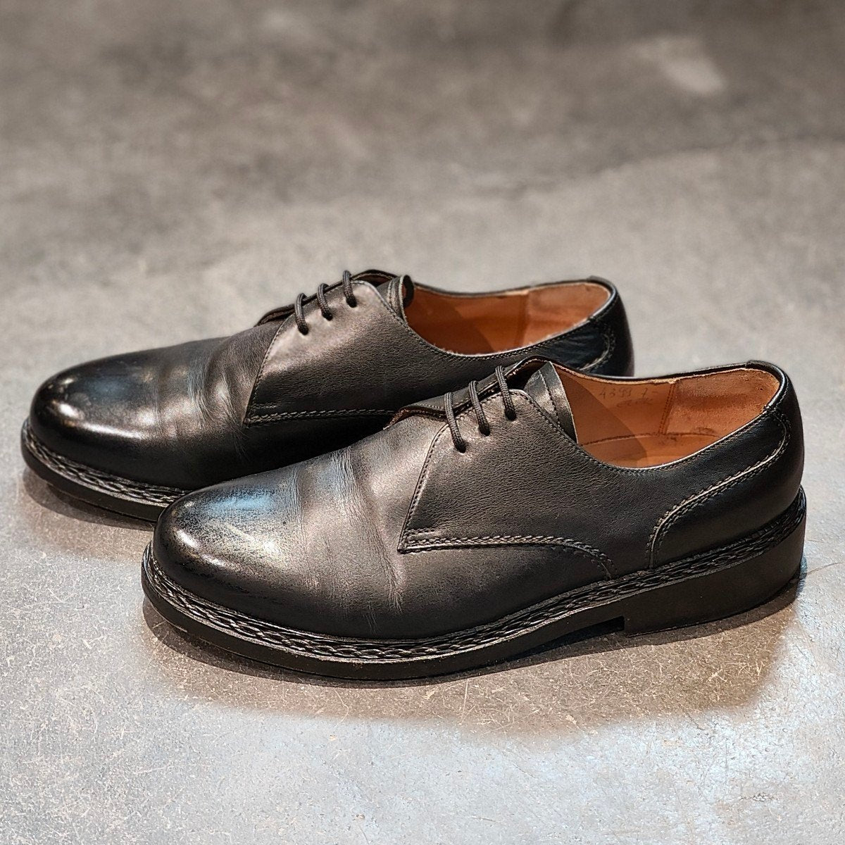 希少 美品 【HEINRICH DINKELACKER】ハインリッヒディンケラッカー  プレーントゥ カーフ ブラック サイズ UK7.5 BUDAラスト