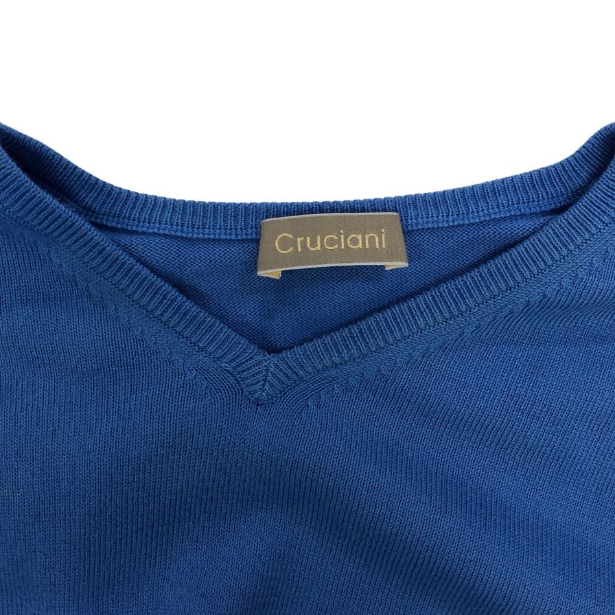 【Cruciani】クルチアーニ  コットン vネック メンズ ブルー  サイズ46