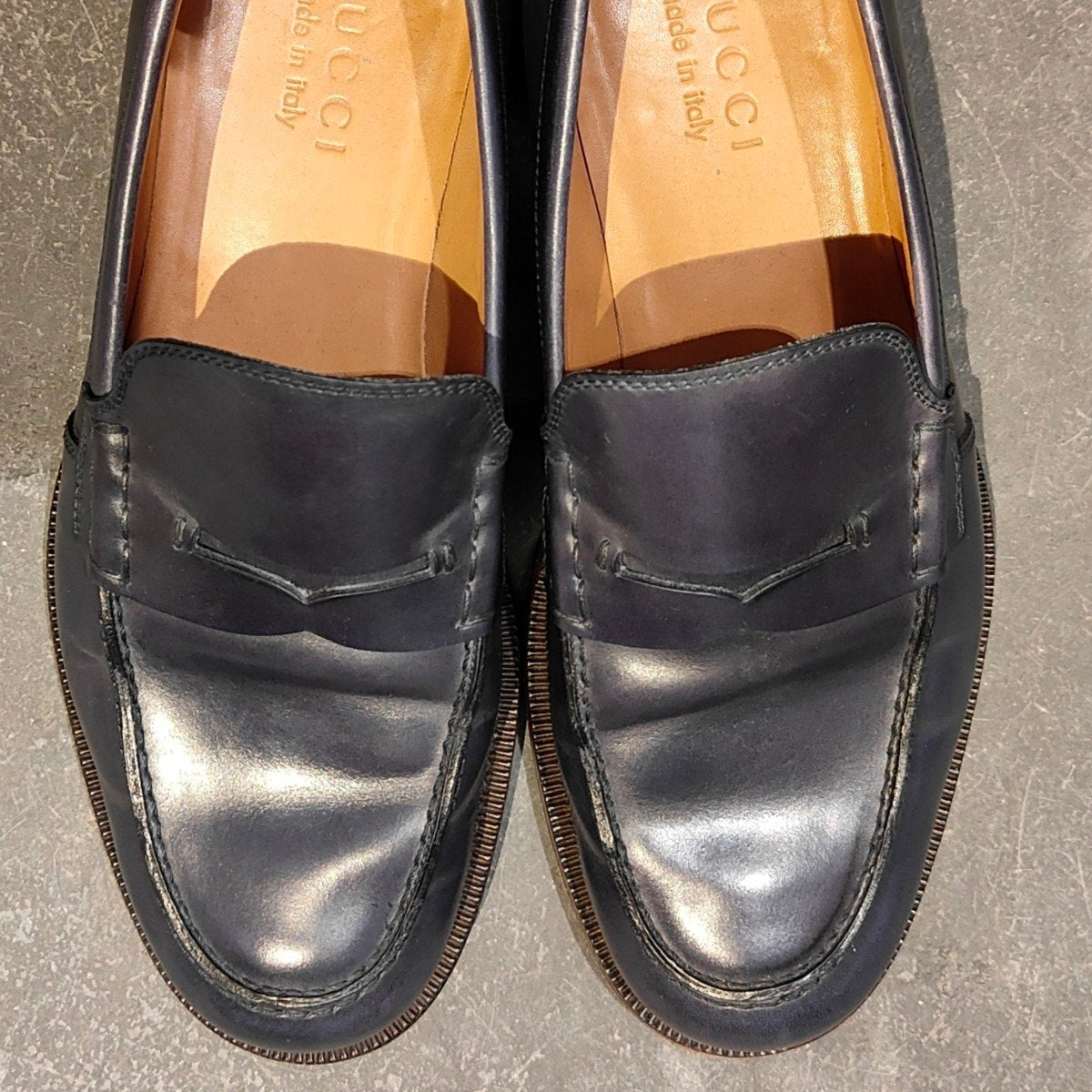GUCCI】グッチ 407444 コインローファー カーフ ネイビー サイズUK5.5