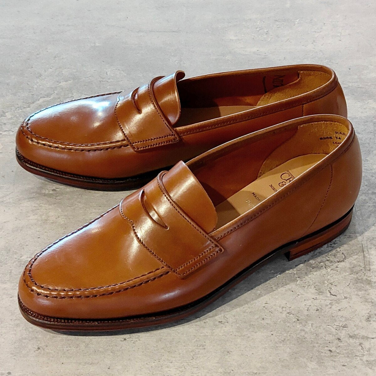 希少 未使用【Crockett&Jones】クロケット&ジョーンズ ユナイテッドアローズ別注 ハーバード コインローファー アンラインド コードバン ウイスキー サイズUK8E 314ラスト