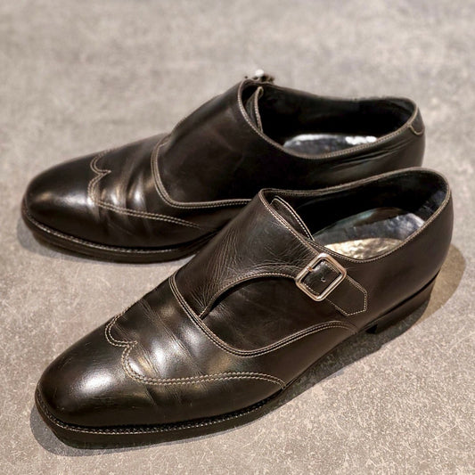 【Enzo Bonafe】エンツォボナフェ シングルモンク ウイングチップ カーフ ブラック サイズUK5.5相当