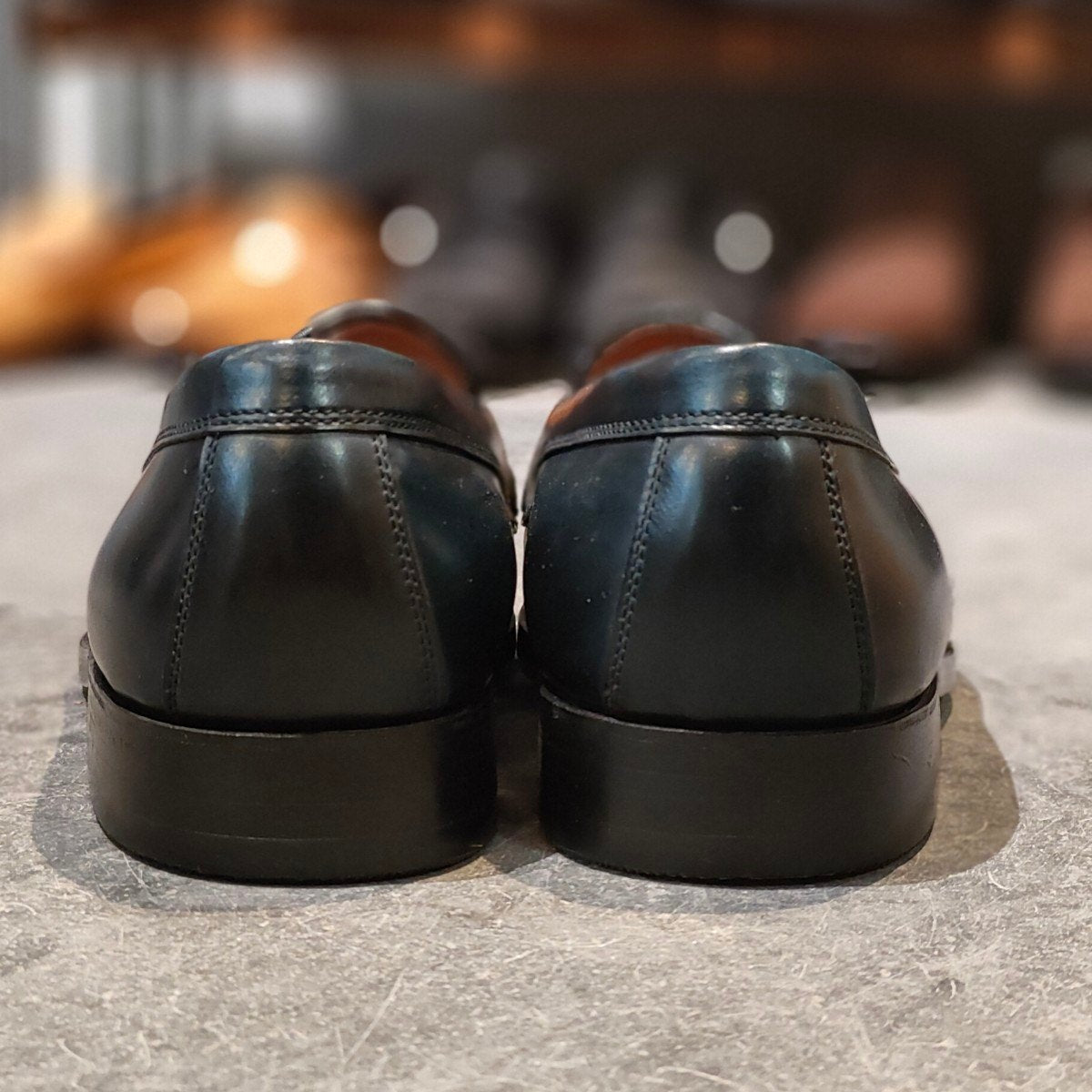 希少 新品未使用【HEINRICH DINKELACKER】ハインリッヒディンケラッカー ウィーン ローファー コードバン ネイビー サイズ UK6.5