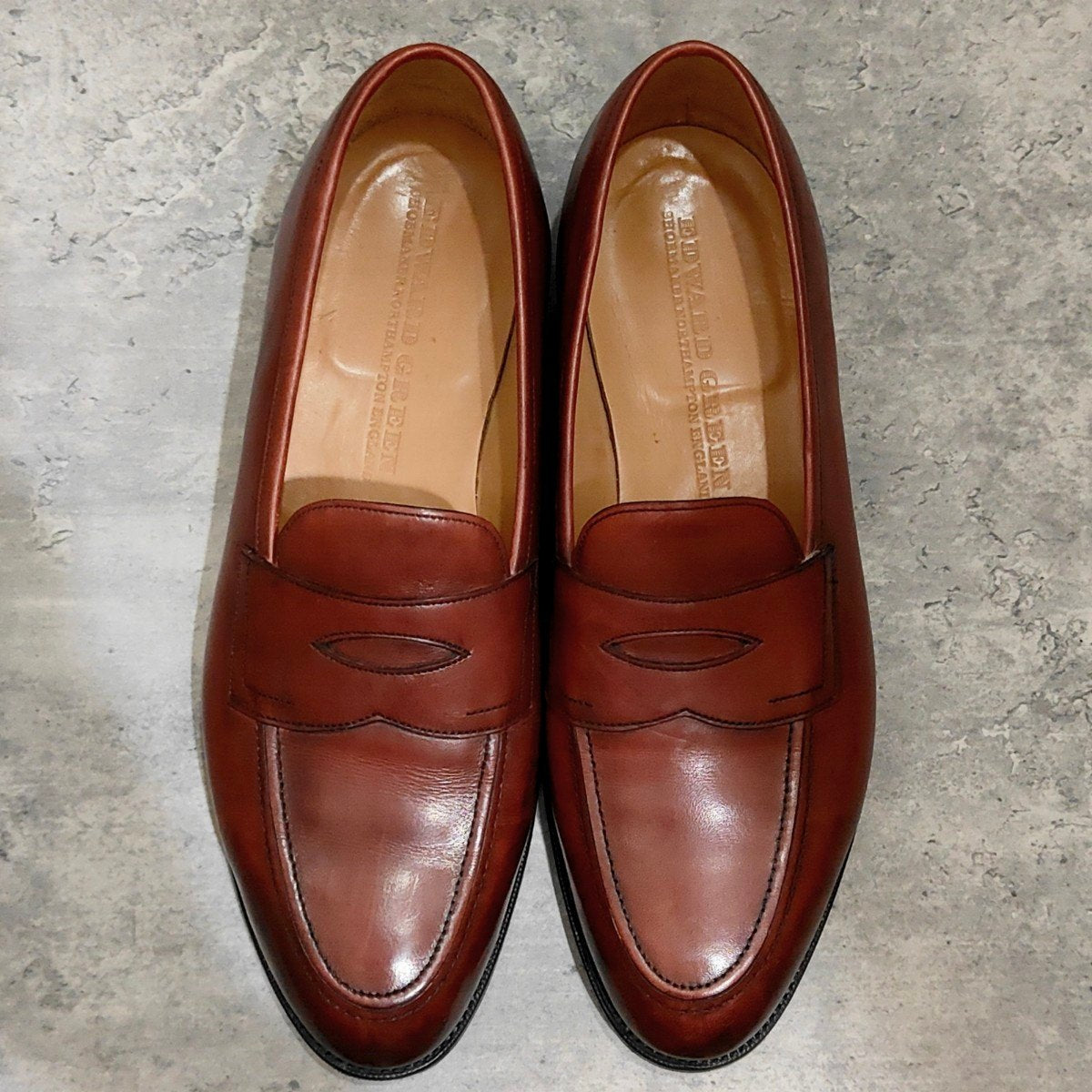 【EDWARD GREEN】エドワードグリーン ピカデリー ローファー カーフ ダークオーク サイズ UK7.5E 184ラスト 参考定価￥269,500-