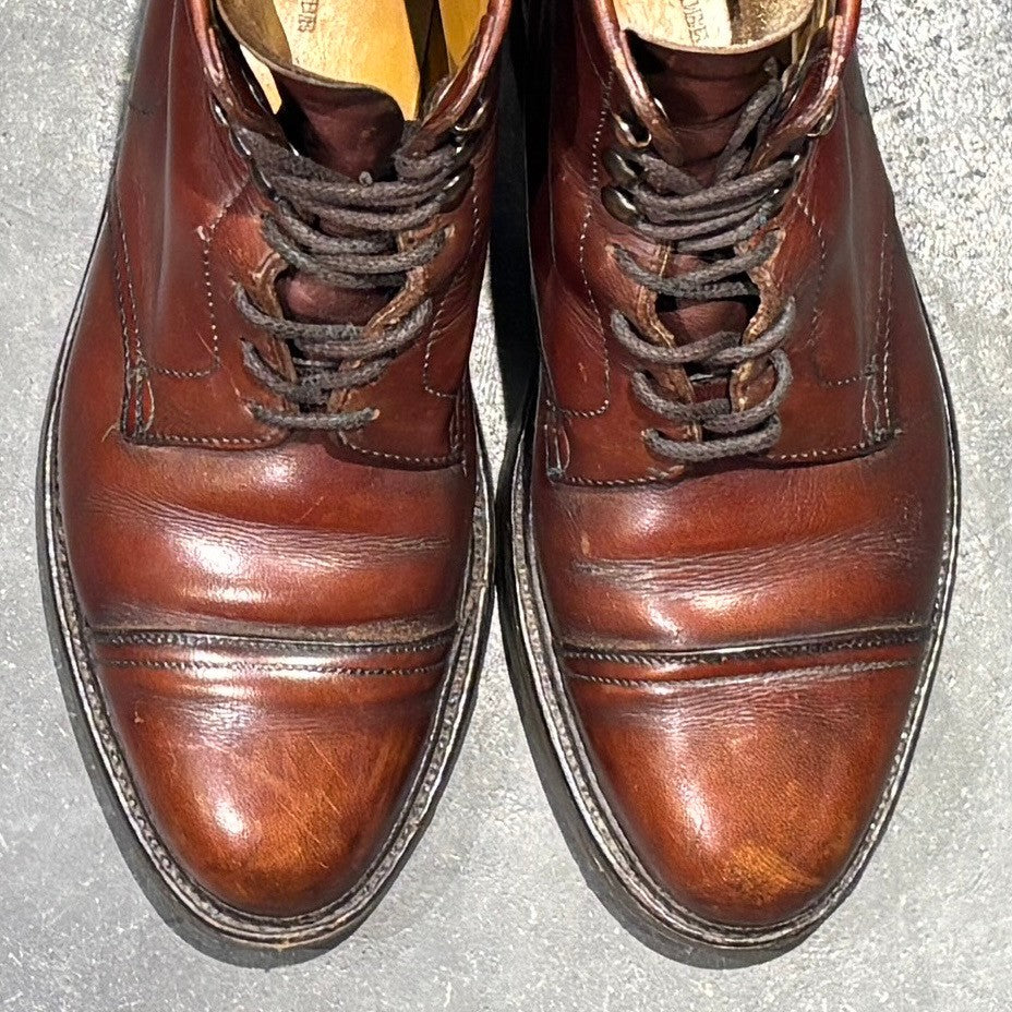 【JOHNLOBB】ジョンロブ レザーブーツ  ロッキー キャップトゥ コテージライン PARISロゴ バッファローレザー ブラウン サイズUK6.5