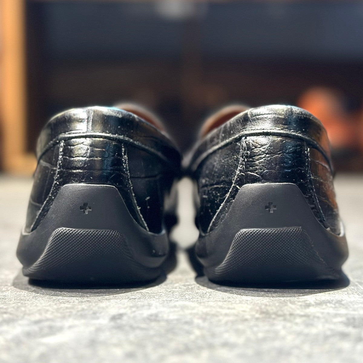 極美品【ALLEN EDMONDS】アレンエドモンズ 42110 ビットローファー クロコ型押し ブラック サイズ 7.5D