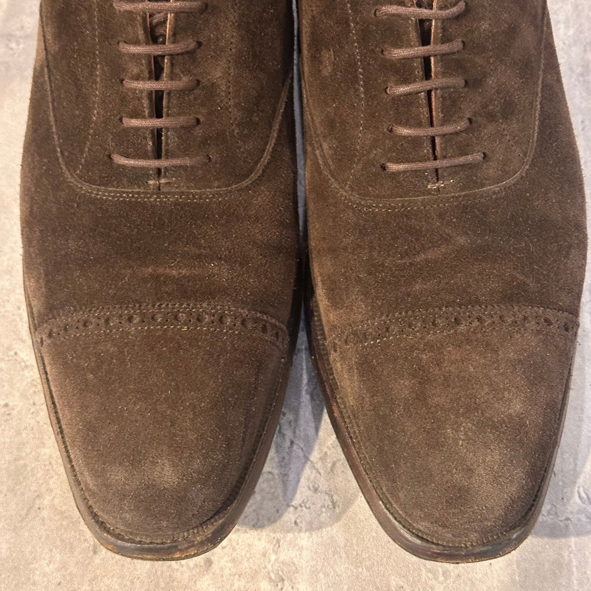 【CROCKETT&JONES】クロケット＆ジョーンズ ベルグレイプ パンチドキャップトゥ スエード ブラウン サイズUK8E
