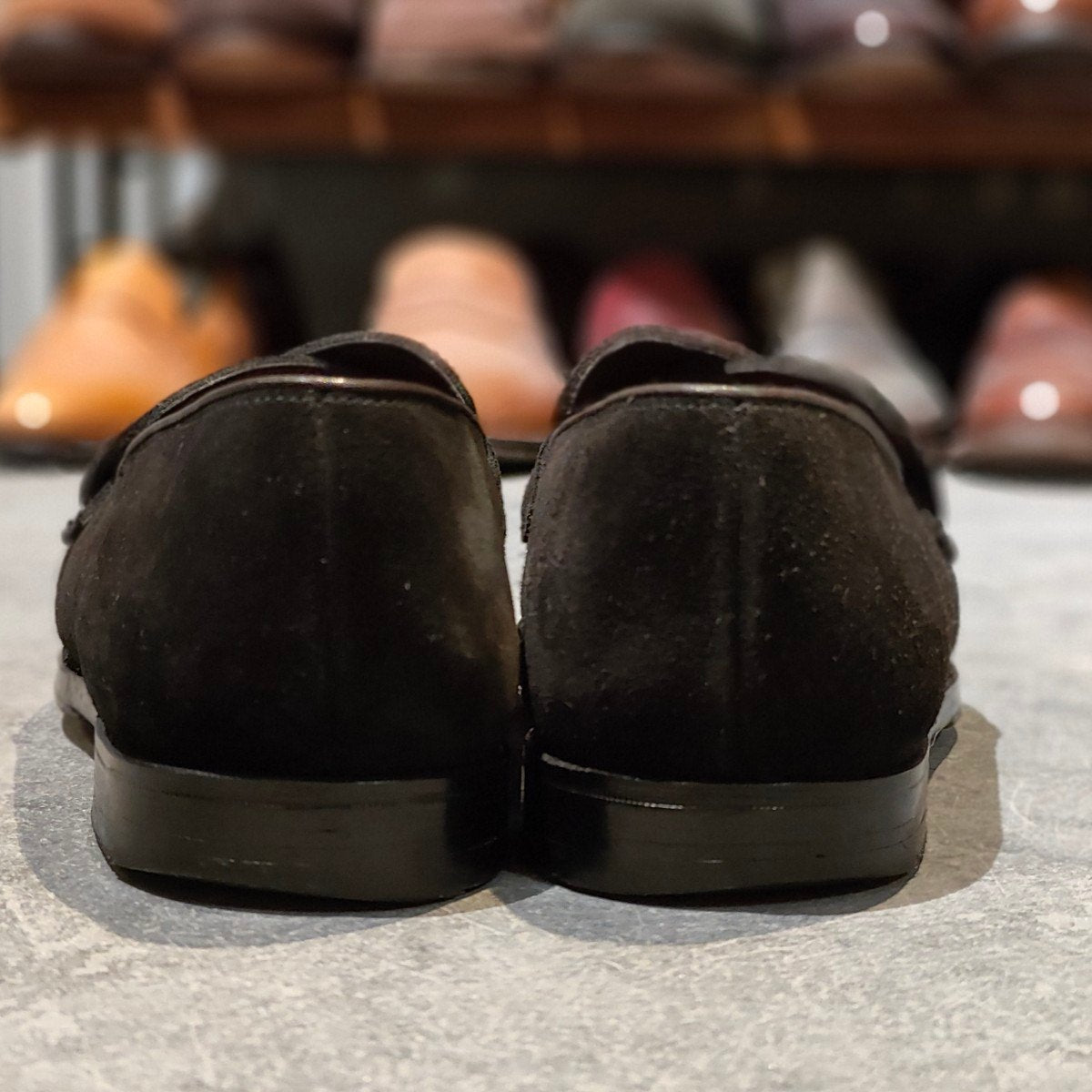 【CROCKETT&JONES】クロケット＆ジョーンズ ビームスF別注 ブリムストーン ローファー バタフライ スエード ブラック サイズUK6E 302ラスト