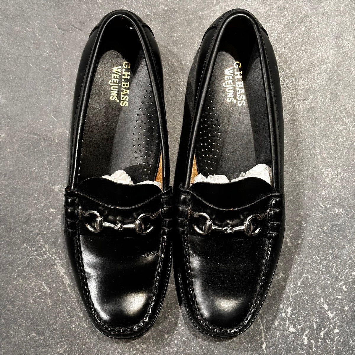 使用数回【G.H.Bass&Co. WEEJUNS】ジーエイチバス  ビットローファー カーフ ブラック サイズUK7.5