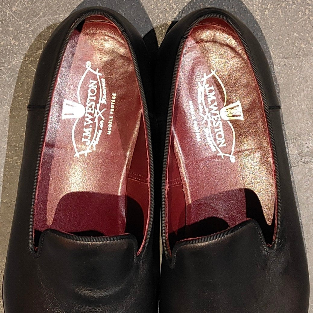 希少 使用数回【J.M. WESTON】ジェイエムウエストン 345 ウルトラウエストン スリッポン カーフ ブラック サイズUK7.5D