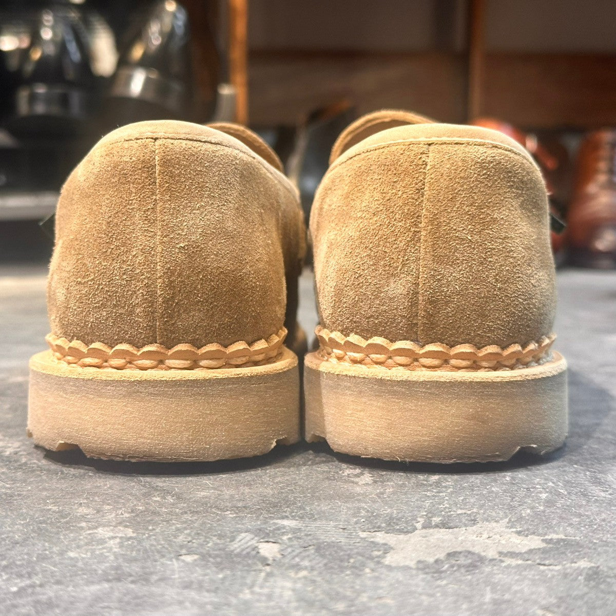 試着程度【PARABOOT】パラブーツ ナント アンラインドローファー スエード ベージュ サイズUK6.5