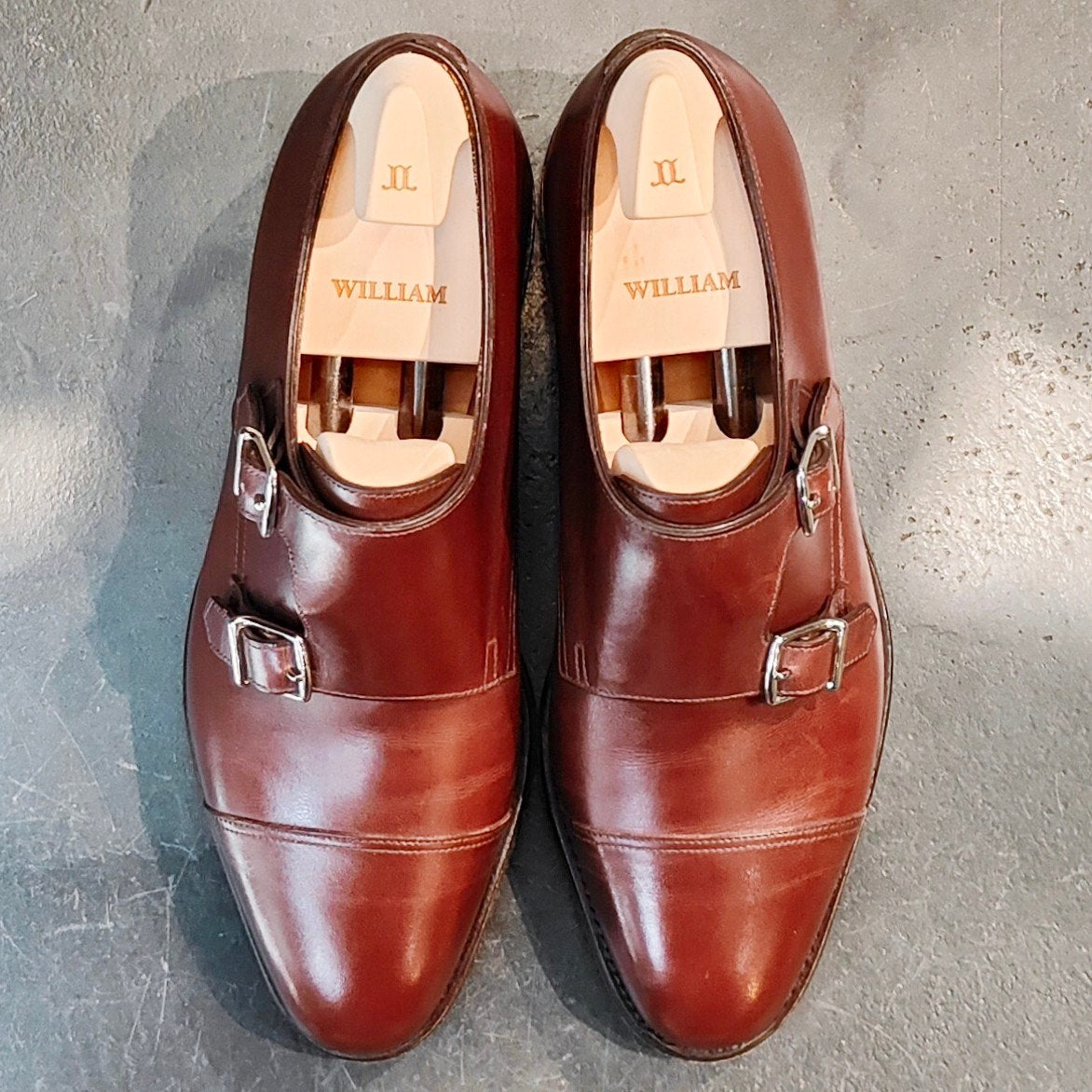 使用数回 【JOHNLOBB】ジョンロブ ウィリアム ダブルモンク カーフ ブラウン サイズ UK5.5E 9795ラスト 定価￥237,600-