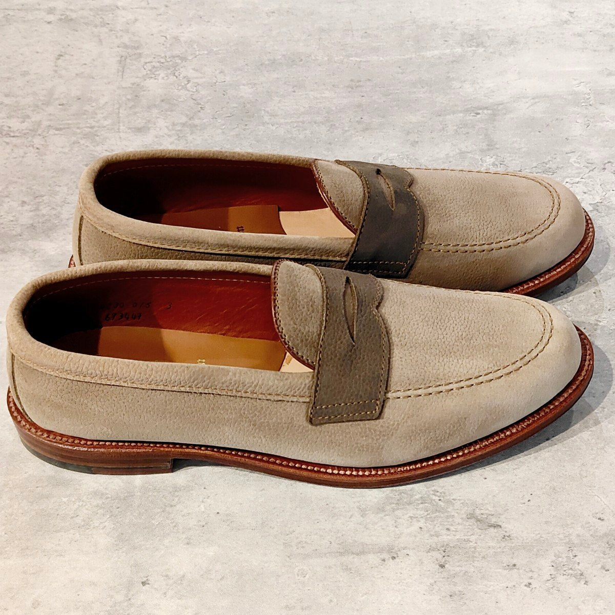 希少 未使用【ALDEN】オールデン LEFFOT別注 67344F ペニーローファー クレイヌバック ベージュ系 サイズUS11D バンラスト