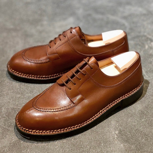 使用数回【J.M.WESTON】ジェイエムウエストン 677 ハントダービー Uチップ ロシアンカーフ タンブラウン サイズ UK7.5D 32ラスト 参考定価¥495,000-