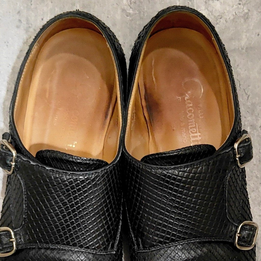 【F.lli Giacometti】フラテッリジャコメッティ FG502 ビジネスシューズ パイソン ブラック（黒） サイズ 40.5 ラスト