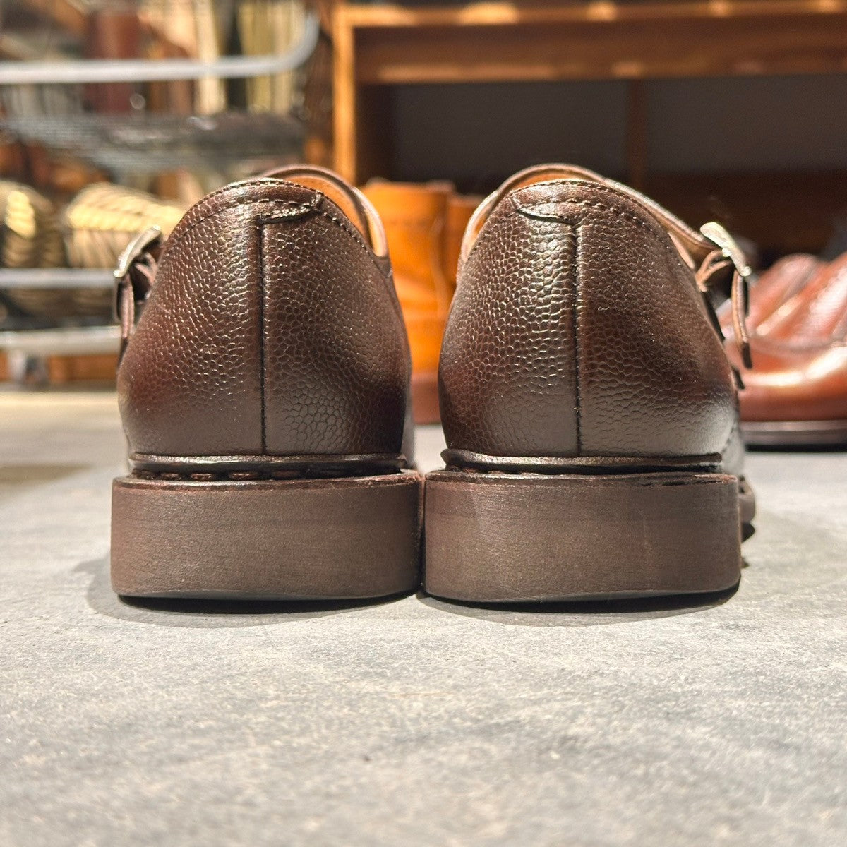 ⭕️美品・保管袋付⭕️　パラブーツ　ポー　ダークブラウン　グレインレザー　6 Paraboot】パラブーツ ポー ダブルモンク ビームス別注 グレインレザー
