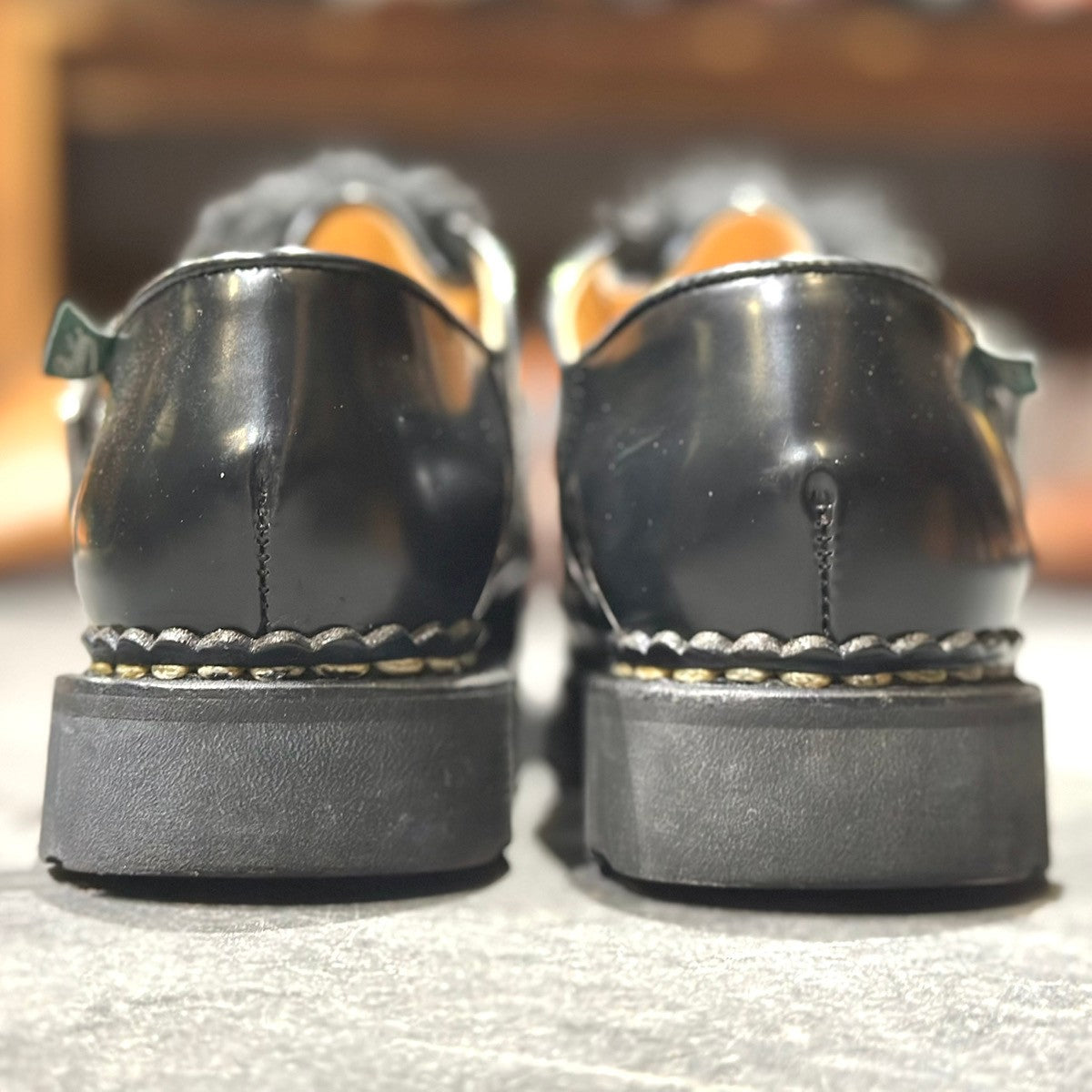 【Paraboot】パラブーツ ミカエルブリッド チロリアン シングルモンク ラビットファー ガラスレザー ブラック レディース サイズUK3.5