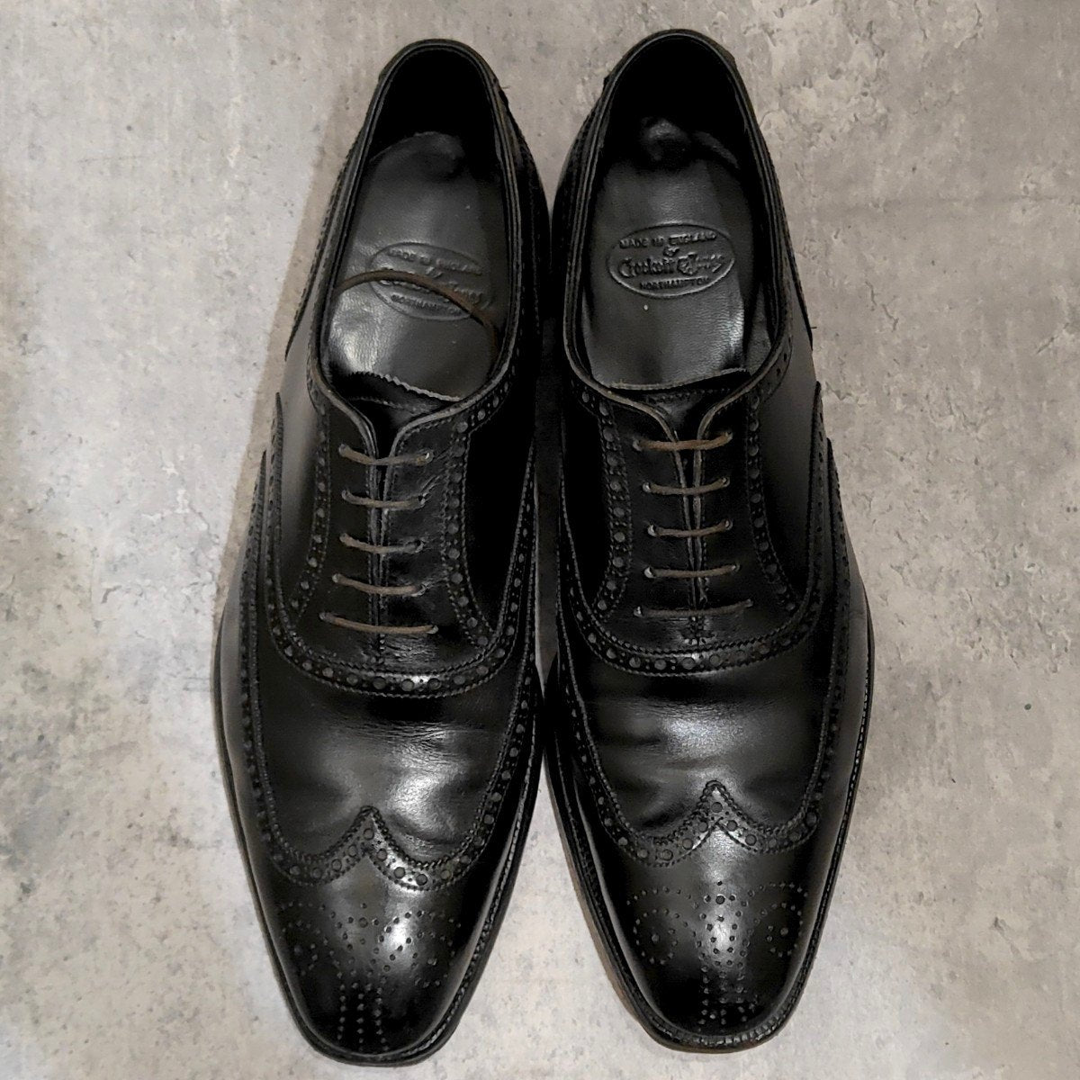 【CROCKETT&JONES】クロケット＆ジョーンズ シャドウェル プレーントゥ Ｖフロント カーフ バーガンディ サイズUK7.5D