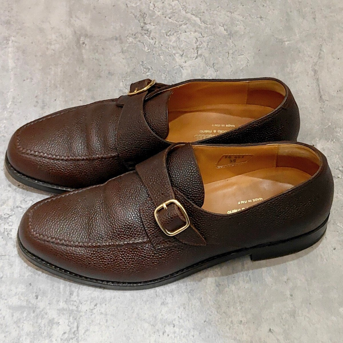 【F.lli Giacometti】フラテッリジャコメッティ FG261 シングルモンク グレインレザー ダークブラウン サイズ39