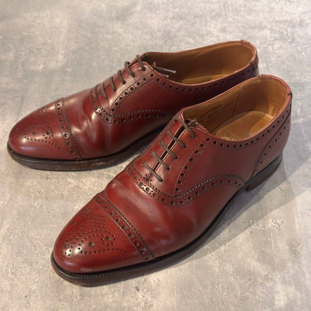 【CROCKETT&JONES】クロケット＆ジョーンズ チェアマン セミブローグ カーフ バーガンディ サイズUK5.5E 236ラスト