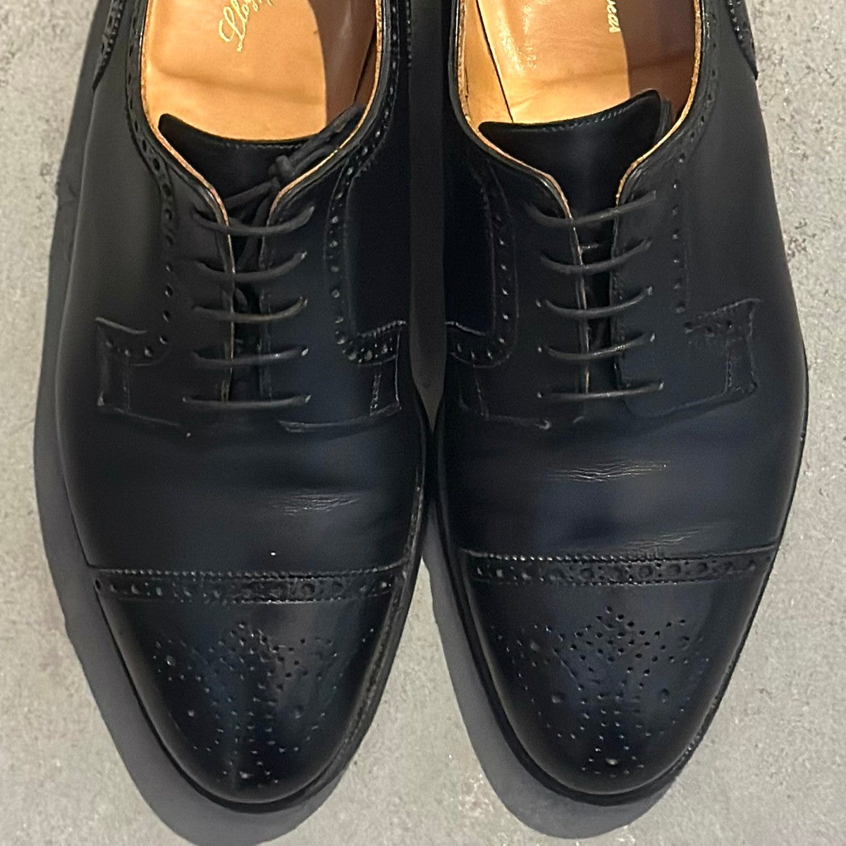 美品【Lloyd Footwear】ロイドフットウェア  セミブローグ BATTERSEA カーフ ブラック サイズ7.5